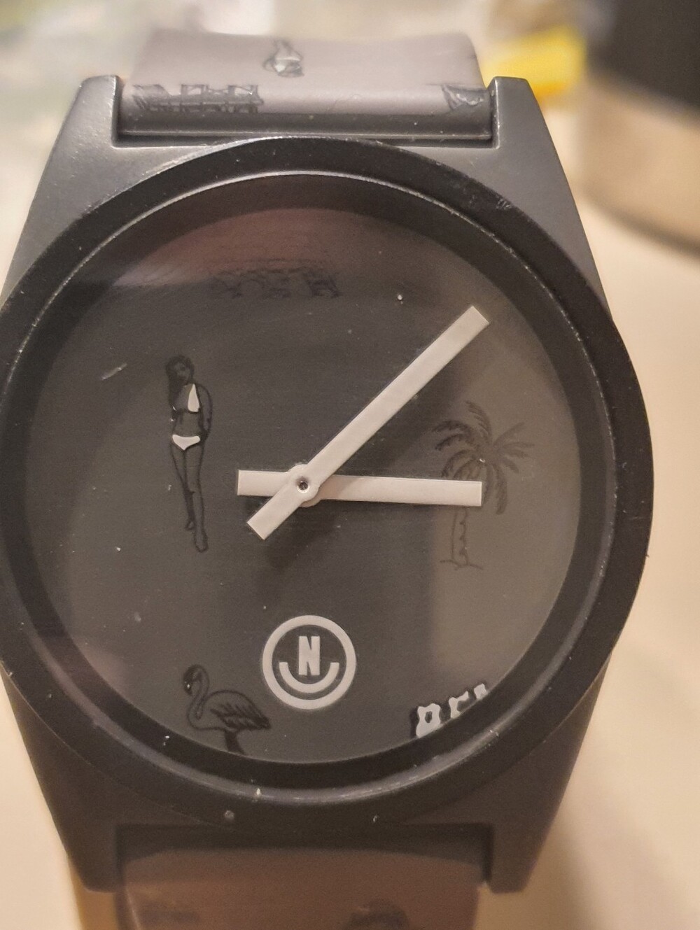 10/$20 Neff Daily Gray/Black Silicone Beach Theme Men's Watch